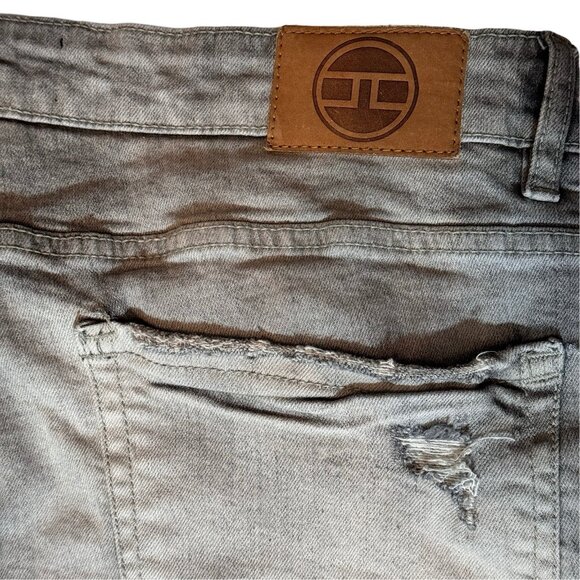 Jordan Craig Ross Mens Distressed Skinny Fit Jeans 40x32 Ripped Knees Frayed Hem - Picture 9 of 16